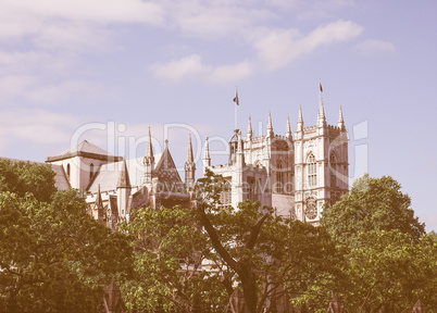 Retro looking Westminster Abbey in London