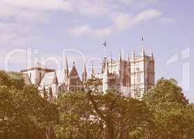 Retro looking Westminster Abbey in London