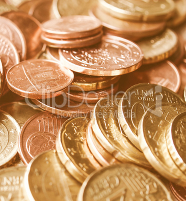 Euro coins background vintage