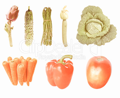 Retro looking Vegetables isolated