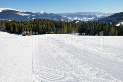 The slope of Bukovel ski resort, Ukraine