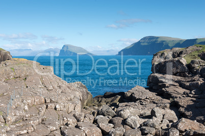 Landscape on the Faroe Islands with view on Hestur