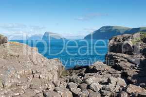 Landscape on the Faroe Islands with view on Hestur