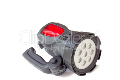 Electric rechargeable led flashlight on a white background.