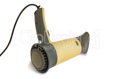 The hair dryer for drying of hair on a white background.