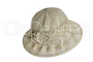Female summer hat for protection against the sun on a white back