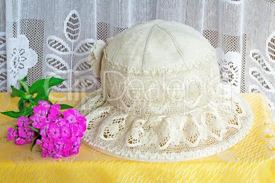 Female summer hat for protection against the sun during summer h