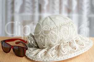 Female summer hat for protection against the sun during summer h