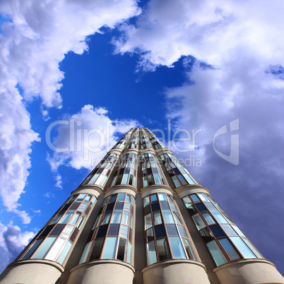 high modern skyscraper and blue sky