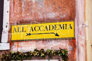 All Accademia direction sign in Venice