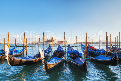 Gondolas floating in the Grand Canal