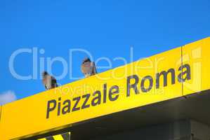Piazzale Roma water bus stop sign in Venice