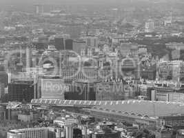 Black and white Aerial view of London