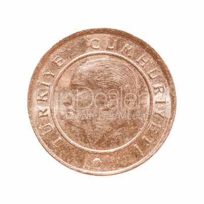 Turkish coin isolated vintage