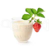 milkshake and strawberry isolated on white background