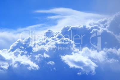 picturesque white clouds on blue sky
