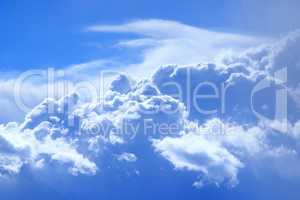 picturesque white clouds on blue sky