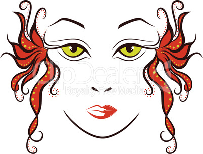 Abstract women face with stylized locks