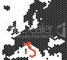 Europakarte Sechsecke - Italien