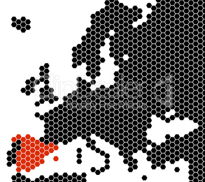 Europakarte Sechsecke - Spanien