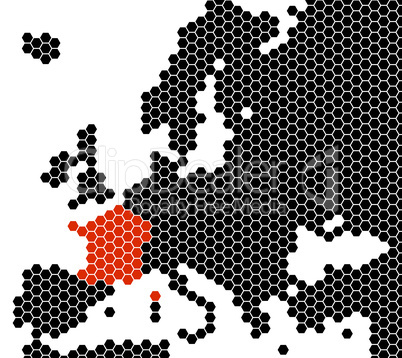 Europakarte Sechsecke - Frankreich