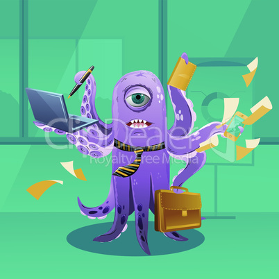 Cartoon Octopus Moster as a Boss