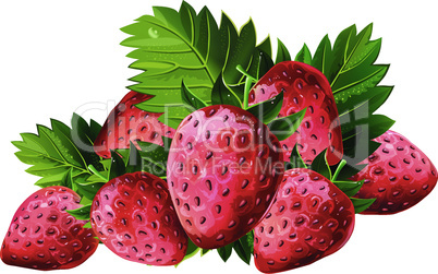 Red Strawberries With Leaves