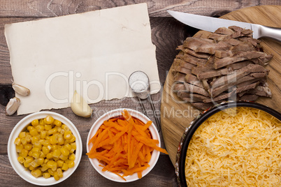 Ingredients for cooking of beef tongue