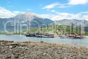 Sailing ships in the bay