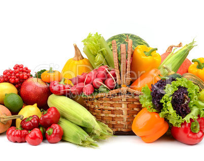 composition of fruits and vegetables in basket