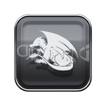 Dragon Zodiac icon grey, isolated on white background.