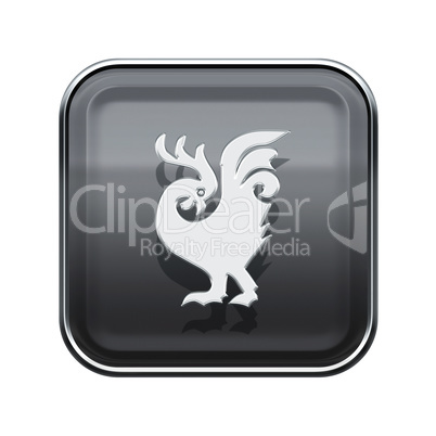 Cock Zodiac icon grey, isolated on white background.