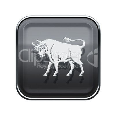 Taurus zodiac icon grey, isolated on white background