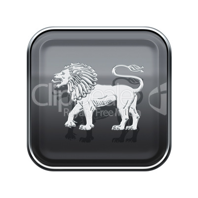 Lion zodiac icon grey, isolated on white background