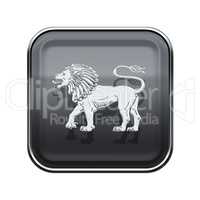 Lion zodiac icon grey, isolated on white background