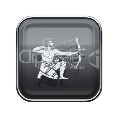 Sagittarius zodiac icon grey, isolated on white background