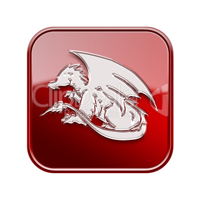 Dragon Zodiac icon red, isolated on white background.