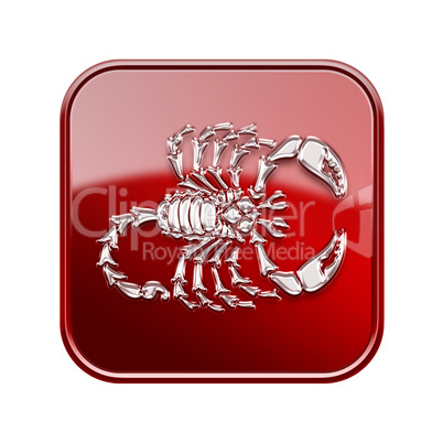 Scorpio zodiac icon red, isolated on white background