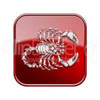 Scorpio zodiac icon red, isolated on white background