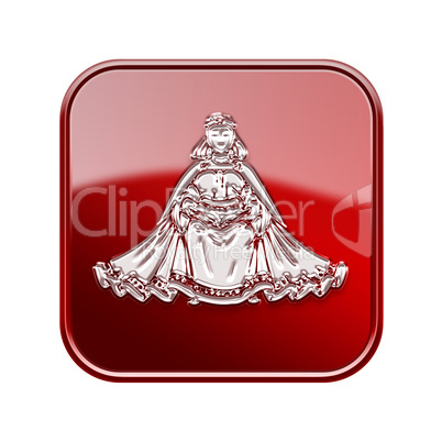 Virgo zodiac icon red, isolated on white background