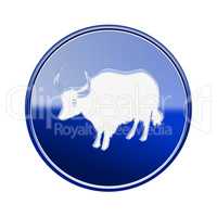 Ox Zodiac icon blue, isolated on white background.