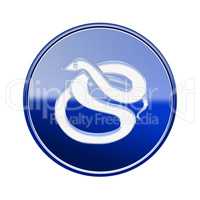 Snake Zodiac icon blue, isolated on white background.