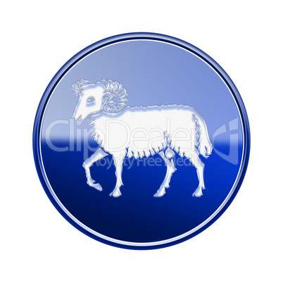 Aries zodiac icon blue, isolated on white background