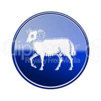 Aries zodiac icon blue, isolated on white background