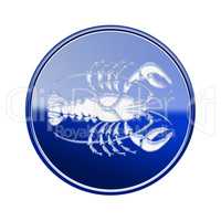 Cancer zodiac icon blue, isolated on white background