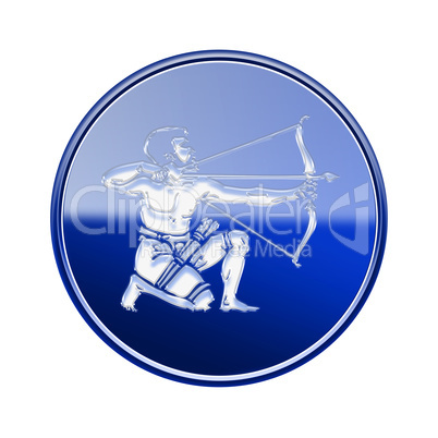 Sagittarius zodiac icon blue, isolated on white background