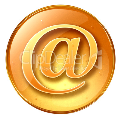 email symbol yellow, isolated on white background.