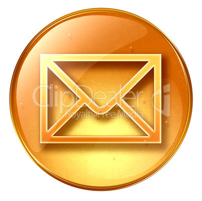 postal envelope yellow, isolated on white background