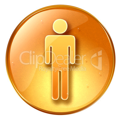 men icon yellow, isolated on white background.