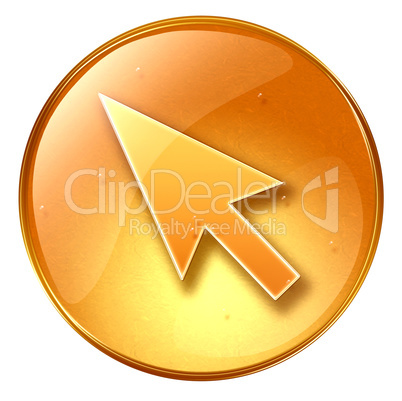 Cursor icon yellow, isolated on white background
